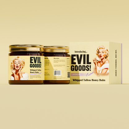 EVIL GOODS! Whipped Beef Tallow and Manuka Honey Balm, 4oz, Organic Face Cream, Moisturizer, Body Lotion, Skin Care and Lip Balm